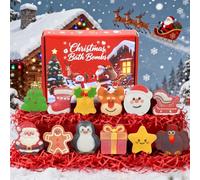 Christmas Bath Bombs for Kids & Women, Handmade Bath Bomb Gift Set of 12 Festive Shapes, Perfect Stocking Stuffers for Teen Girls & Boys, Skin Care Bathbombs as for Kids