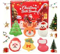Christmas Bath Bombs for Kids & Women, Handmade Gift Set of 6 Fun Shapes, Perfect Stocking Stuffers for Teen Girls & Boys, Skin Care Bath Bombs as Holiday Gifts