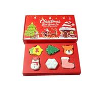 Christmas Bath Bombs Gift Set 6 Festive Shapes Gentle Aroma Fizzy for Kids | Gentle Nourishing Bath Bombs With Rich Fizzy Bubbles 6 Festive Shapes Packed In Red Gift Box for Christmas Kids Spa Relaxing