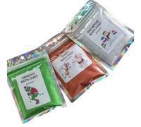 Christmas Bath Dust Gift Set, Holiday Scented Bath Sachets with Grinchy, Santa, Snowman Designs, 3 x 50g Packs, Water Coloring Bath Bomb Powder
