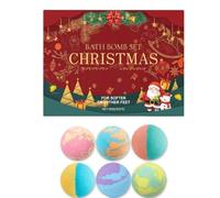 Christmas Bath Salt Set, Essential Oil Aromatherapy Bath Salts, Featuring 6 Fragrance Experiences, Gently Moisturising, Cleansing Skin, Long-Lasting Scent, Unisex, 6-Piece Set