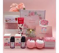 Christmas Bath Set Pamper Gifts for Women, Xmas Rose Hampers Ideas Gifts For Her Mum Wife Friend Sister, Relaxing Spa Gifts Basket, Self Care Gift, Get Well Soon Thank You Gift Set,Valentines Present