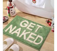 Christmas Bathroom Rugs 20" x 32" Non-Slip Shaggy Get Naked Bath Mat Extra Soft Absorbent Microfiber Xmas Green Bath Rugs Washable Small Bath Mats for Bathroom Floor, Tub Shower Holiday Home Decor