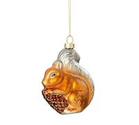 Christmas Bauble 100mm Brown Glass Gold Squirrel Premier G221204