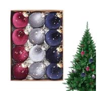 Christmas Bauble - 12 Pieces Christmas Tree Decorations | Unbreakable Velvet Decor for Halloween Thanksgiving Party Home and Outdoor