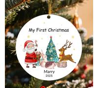 Christmas Bauble 2025 Baby’s First Xmas Tree Decoration Santa Claus Acrylic Christmas Hanging Ornaments Customizable Any Name Gift for Newborn Baby Boys Girls (I-Custom Newborn baby1)
