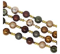 Christmas Bauble Bead Garland - Tree Decoration Gold Bronze Green 2m