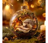 Christmas Bauble Collection, Nature’s Birds Crystal Glass Ornament Set, 2026 Cute 3D Plastic Hedgehog Reading Book Christmas Tree Ornaments, for Xmas Tree Memorial Gifts, Room Decor (1pcs)