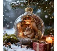 Christmas Bauble Collection, Nature’s Birds Crystal Glass Ornament Set, 2026 Cute 3D Plastic Squirrel Reading Book Christmas Tree Ornaments, for Xmas Tree Memorial Gifts, Room Decor (1pcs)