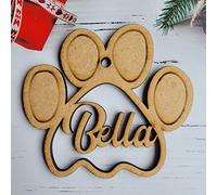 Christmas bauble dog paw pet cat mdf tree ornament
