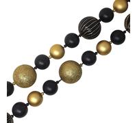 Christmas Bauble Garland Black & Champagne Gold - 1.8m Ornament Tree Decoration
