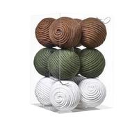 Christmas Bauble Pendant Set, Rustic Handmade Cotton Rope Decorations, 4.72 Inches, Christmas Tree Ornaments, Velvet Balls, Christmas Accents, for Bathroom, Home
