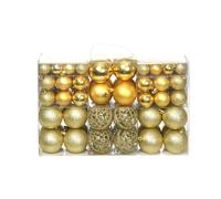 Christmas Bauble Set 100pc Goldtone PS Shatterproof 3/4/6cm Matte Glitter Glossy