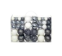 Christmas Bauble Set 100pcs White/Grey Polystyrene Shatterproof 3/4/6cm Assort.