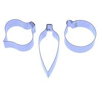Christmas Bauble Set of 3 - Stainless Steel Sugarcraft Cutters 33x30mm, 32x33mm and 50x19mm - Valley Cutter Company