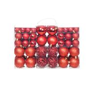 Christmas Bauble Set Red Polystyrene Shatterproof 3/4/6cm Mixed Finishes 100pc