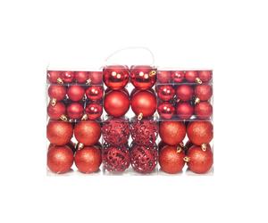 Christmas Bauble Set Red Polystyrene Shatterproof 3/4/6cm Mixed Finishes 100pc