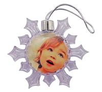 Christmas Bauble Snowflake Decoration, Photo Picture Ornament Medium Clear (Silver Cap & String) - Ideal for Christmas Personalised Gifts, Stocking Fillers or Arts and Crafts (Snowflake)