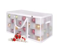 Relaxdays Christmas Storage, 128, HWD: 37x73x36 cm, Plastic, Cardboard, Bauble Box, Transparent/White, Fleece, 37 x 73 x 36 cm