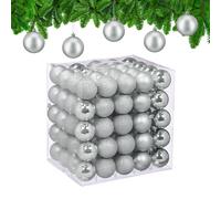 Relaxdays Christmas Baubles, Set of 100, Tree Ornaments, Holiday Decorations, Plastic, Shatterproof, 6 cm, Silver
