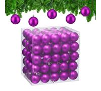 Relaxdays Christmas Baubles, Set of 100, Festive Tree Ornaments, D: 6 cm, Holiday Decorations, Plastic, Matte, Violet