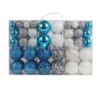 Christmas Baubles 100pcs Assorted Shatterproof Ornaments for Festive (Blue+White+Silver)