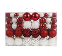 Christmas Baubles 100pcs Assorted Shatterproof Ornaments for Festive (Red + White))