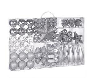 Christmas Baubles 102Pcs Silver