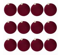 Christmas Baubles, 12PCS Velvet Flocking Balls Ornaments for Tree Wall Window Decorations Soft Plush Xmas Ball Hanging Pendant Holiday Set(Red wine)