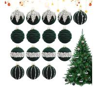 Christmas Baubles - 16 Pieces of Decorations A, 6 cm Decoration for the Christmas Tree with Rhinestones - for Home Interior Window Winter Holidays