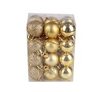 Christmas Baubles, 24/48 Pc Balls Ornaments Set for Tree Decorations - Small Mini Shatterproof Hanging Baubles for Xmas Holiday Wedding Party Home Decor (A-Gold, 24pc/3cm)