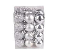 Christmas Baubles, 24/48Pc Balls Ornaments Set for Tree Decorations - Small Mini Shatterproof Hanging Baubles for Xmas Holiday Wedding Party Home Decor (A-Silver, 24pc/3cm)