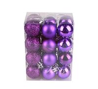 Christmas Baubles - 24/48Pc Balls Ornaments Set for Tree Decorations, Small Mini Shatterproof Hanging Baubles for Xmas Holiday Wedding Party Home Decor (A-Purple, 24pc/3cm)