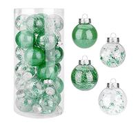 Christmas Baubles 24 Pcs 60mm Christmas Tree Decorations Christmas Balls Ornaments Set Large Green Shatterproof Hanging Ball Baubles for Xmas Hanging Decoration Party Festival Holiday Wedding Decors