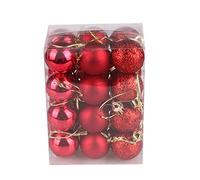 Christmas Baubles 24PCS 30mm Xmas Tree Bauble Hanging Loop Shatterproof Ornamets Personalised Navy Blue Christmas Decorations, Pink Green White Gold Silver Navy Red Baubles
