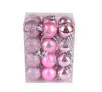 Christmas Baubles 24PCS 30mm Xmas Tree Bauble Hanging Loop Shatterproof Ornamets Personalised Navy Blue Christmas Decorations, Pink Green White Gold Silver Navy Red Baubles