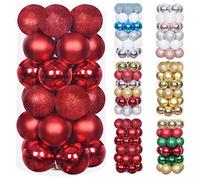 Christmas Baubles 30pcs 60mm Shatterproof Christmas Tree Decorations Hanging Decoration for Xmas Tree,Christmas Ball Ornaments Christmas Decorations Indoor for Home Party Gift,Red