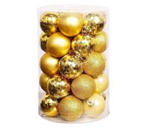 Christmas Baubles 36pcs Christmas Ball Ornaments Xmas Tree Decorations Holiday Hanging Balls For Party Holidays Home Decoration(Gold)
