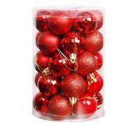 Christmas Baubles 36pcs Christmas Ball Ornaments Xmas Tree Decorations Holiday Hanging Balls For Party Holidays Home Decoration(Rosso)
