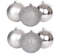 Christmas Baubles 6 Pcs Mini Christmas Tree Ball Decorations Ornaments Balls Pendants 5cm Shatterproof Hanging Bauble Set for for Holiday Wedding Party Decoration Xmas Silver