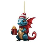 Christmas Baubles Christmas Decorations Santa Claus With Blue Dragon Ornaments For Christmas Tree Hanging Cute Acrylic Christmas Pendants Dinosaur Party New Year Supplies
