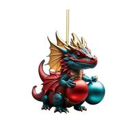 Christmas Baubles Christmas Decorations Santa Claus With Blue Dragon Ornaments For Christmas Tree Hanging Cute Acrylic Christmas Pendants Dinosaur Party New Year Supplies