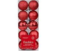 Christmas Baubles Christmas Tree Decorations Shatterproof Hanging Balls Sets Ornament Balls With Hooks For Xmas Tree Holidays Home Xmas Party Decoration Home Décor Red 4cm (10 Pcs)