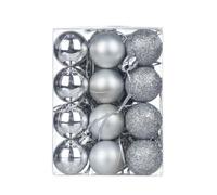 Christmas Baubles decoration 12/24pcs 3-4cm Christmas Tree Decor Ball Bauble Plastic Hanging Ornaments Decorations For Home New Year Navidad(B8-24pcs 3cm)