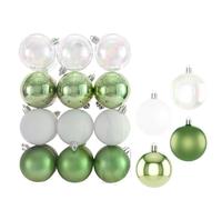 Christmas Baubles Decorations 24pcs 6CM Balls Plastic Electroplated Xmas Decorative Hanging Ornaments Shatterproof Waterproof Tree(Light Green)