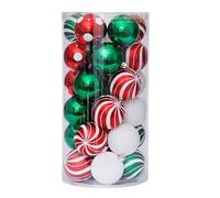 Christmas Baubles Decorations 6CM 30Pcs Balls Plastic Colorful Hanging Ball Decorations Holiday Home Tree Supplies(Red Green White)