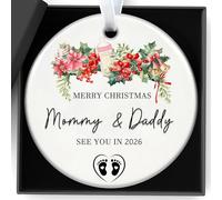 Christmas Baubles Decorations Personalized Gifts Baby Announcement Christmas Decoration 2026 Pregnancy Reveal Gift for Mommy and Daddy, New Parent Keepsake,Xmas Holiday Decoration, Merry Ornament