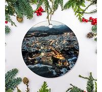 Christmas Baubles Dusk Nerja Malaga Andalusia Spain Balcón De Europa Ceramic Christmas Ornaments Memorial With Lanyard For Indoor Family Party