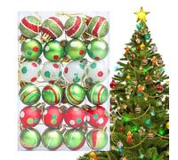 Christmas Baubles for Festive Decoration, 24 Pieces Glass Baubles Decorative Bulk Pack, 3 cm Christmas Tree Baubles Set - for Dance Parties, Garden Area, Front Door and
