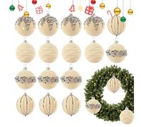 Christmas Baubles for the Christmas Tree - Pack of 16 Shatterproof Bauble Decoration | 6 cm Velvet Tree Decoration with Rhinestones | For Home Party Celebration and Winter Window Decoration
